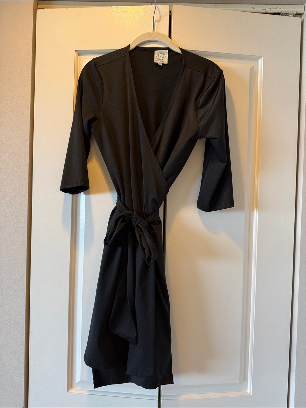 Tracy Negoshian Black Wrap Midi Dress
